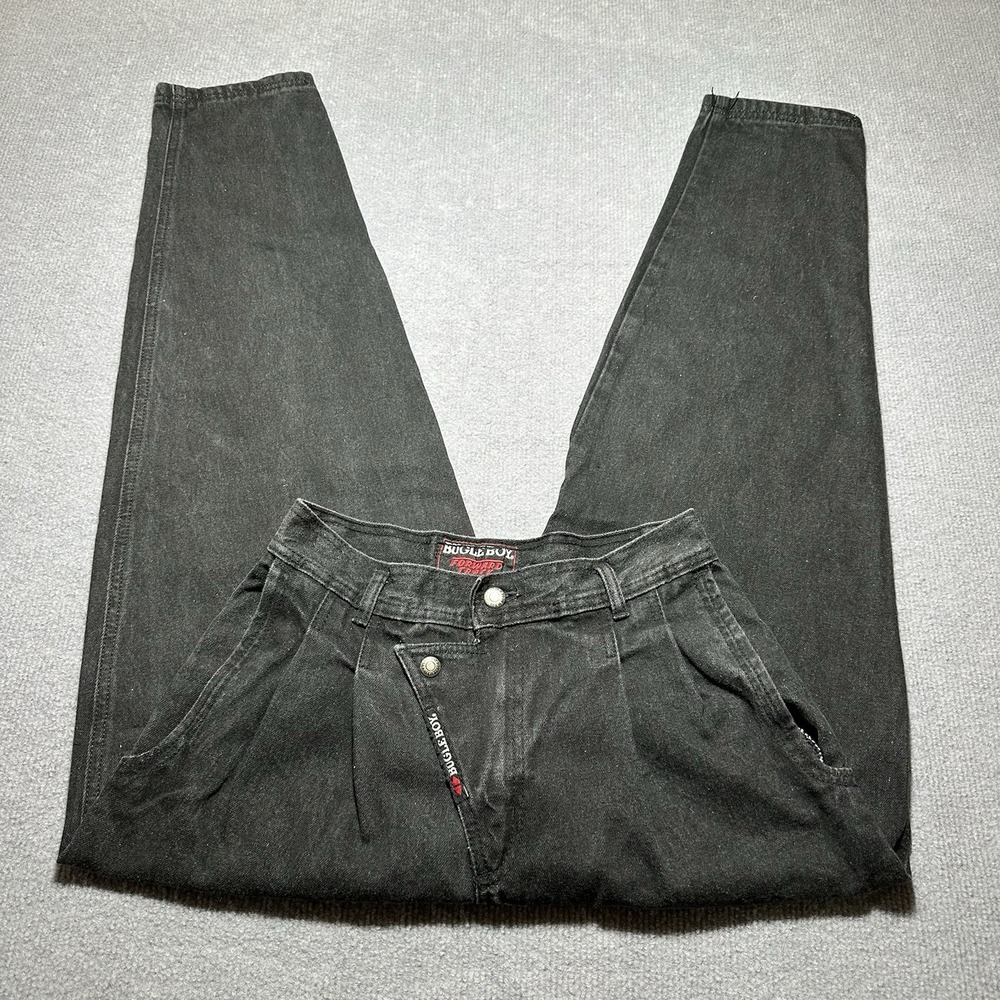 Vintage Bugle Boy‎ Pants Mens Black 29x30 Tapered 80's 90's Forward Track